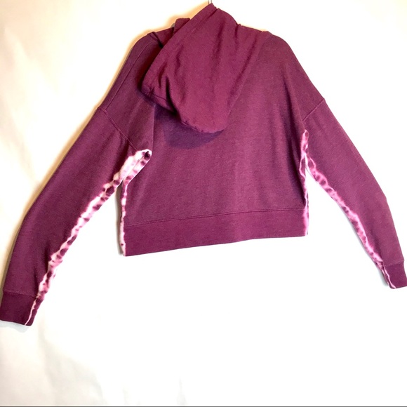 CROPPED WINE HOODIE PULLOVER TUE DYE SEAMS SIZE M - Picture 2 of 5